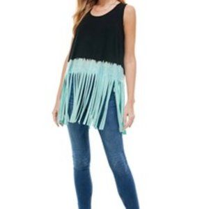 BULLY Designer FRINGE TOP Dangling TANK TOP Tri-Color T-SHIRT TOP Priced CHEAP
